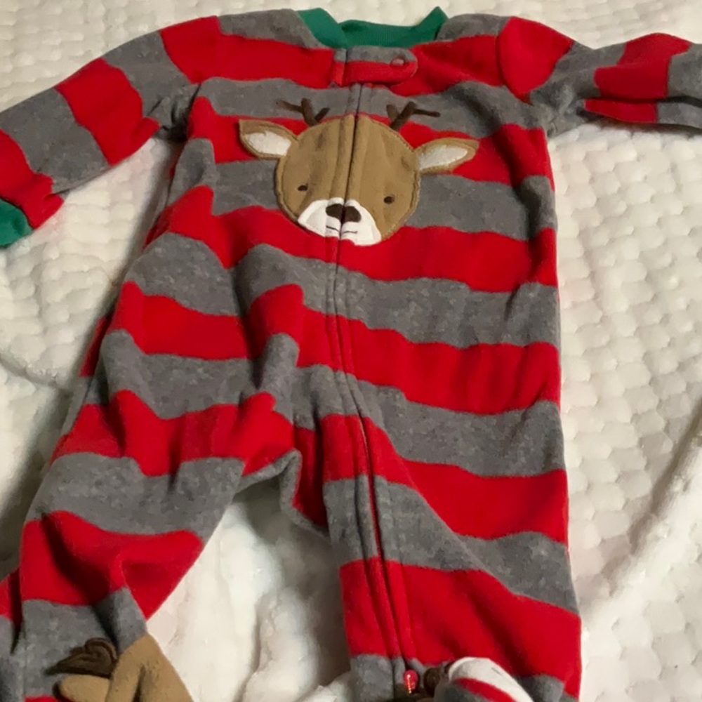Carter's Red and Gray Pajama Set with Reindeer Design